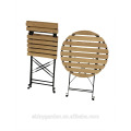 3pcs Folding Patio Bistro Table & Chair Set, Wood & Steel